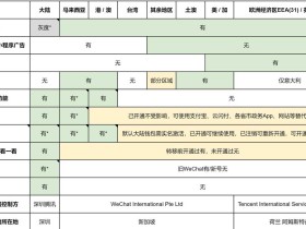 WeChat与微信各地区功能差异对比图